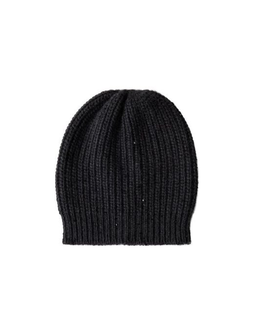 Brunello Cucinelli Black Ribbed Knit Beanie