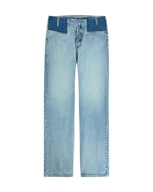Maison Margiela Blue Straight-Leg Washed Denim Trousers for men