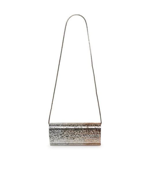 Jimmy Choo Gray Sweetie Glitter Chain-Linked Clutch Bag