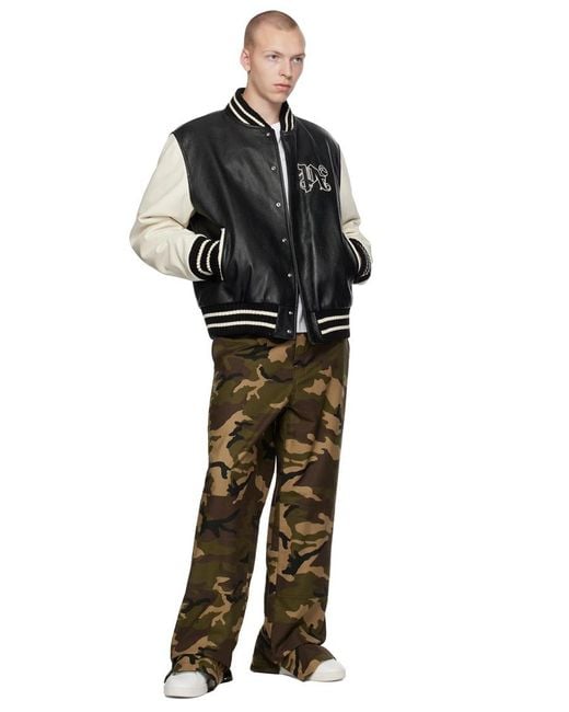 Palm Angels Black Pa Monogram Bomber Jacket for men