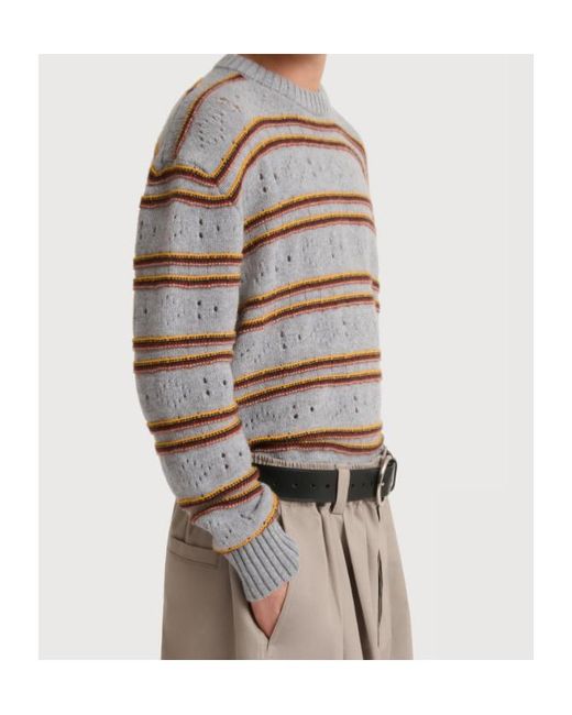 Marni Gray Openwork Knit Jumper for men