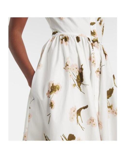Erdem White Cotton Poplin Midi Dress