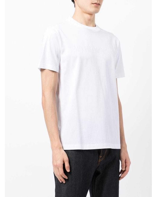 Emporio Armani White Logo Jacquard Crewneck T-Shirt for men