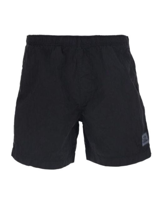 C P Company Blue Swim Trunks With A Logo Patch for men