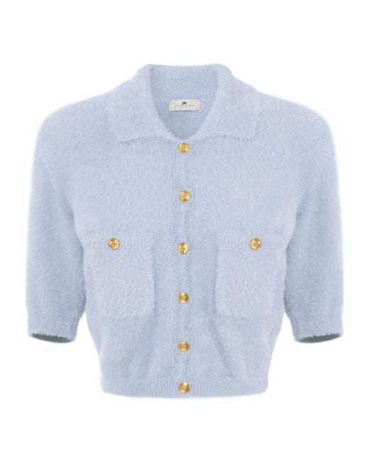 Elisabetta Franchi Blue Jewel Buttons Mini Cardigan