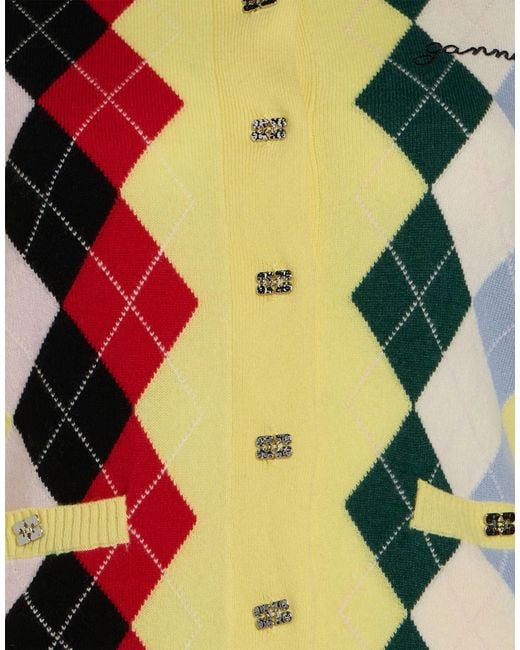 Ganni Yellow Printed Cardigans