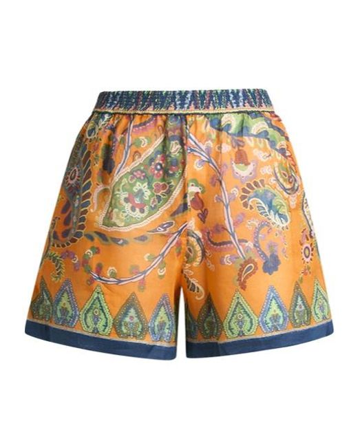 Etro Orange Pattern-Printed Shorts