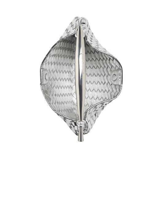 Bottega Veneta Gray Woven Detail Small Handbag