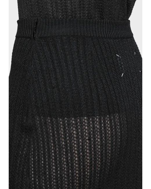 Maison Margiela Black Ribbed Knit Midi Skirt