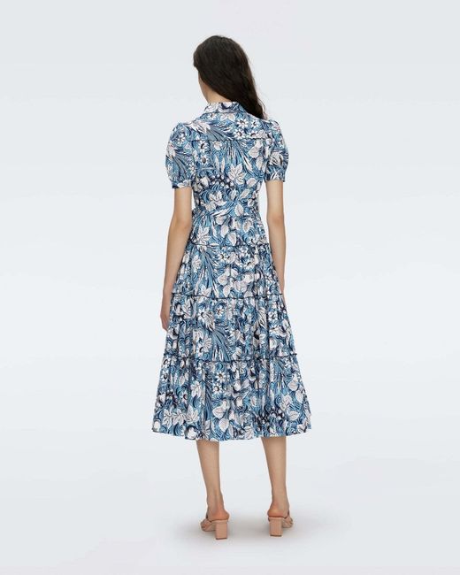 Diane von Furstenberg Blue Short Sleeve Dress