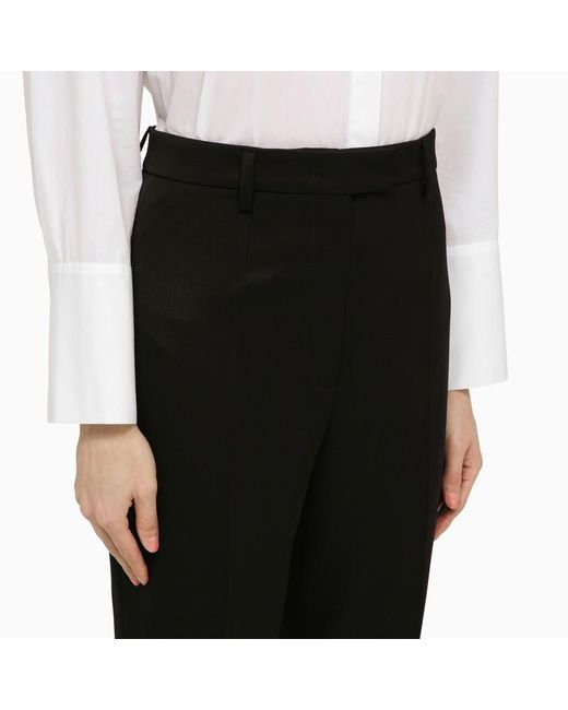 Prada Black Pleated Tapered-Leg Trousers