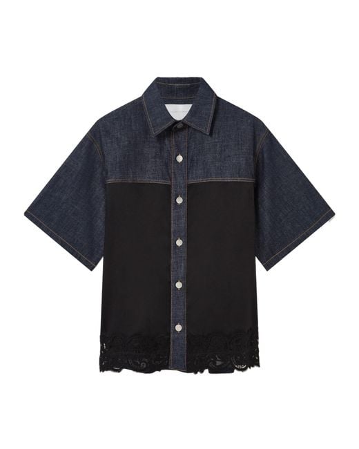 Stella McCartney Blue Lace Detailed Short-Sleeve Shirt