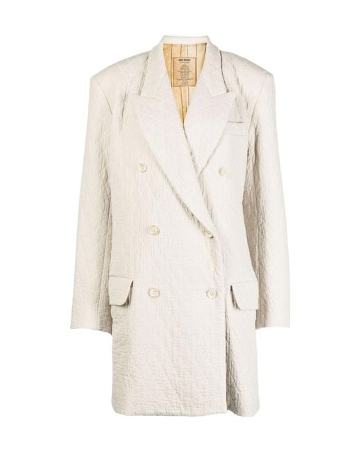 Uma Wang White Double-Breasted Blazer