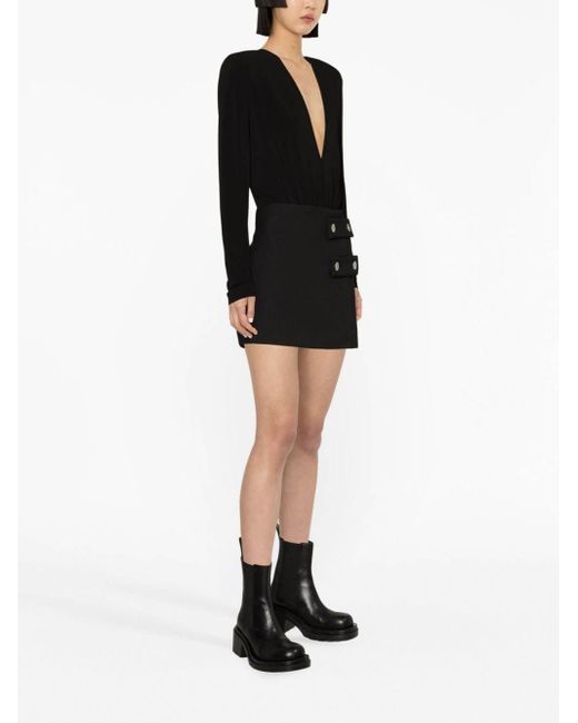 Versace Black Low Rise Straight Hem Mini Skirt