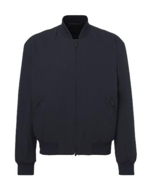 Giorgio Armani Blue Cotton-Blend Bomber Jacket for men