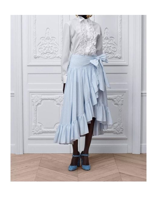 Dior Blue Iviera Mid-Length Ruffled Skirt