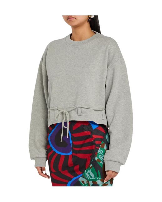 Dries Van Noten Gray Hasterfiela Drawstring Cotton Sweatshirt