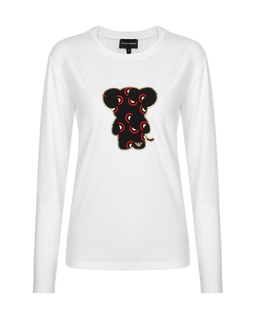 Emporio Armani White T-Shirt With Round Neck And Long Sleeves