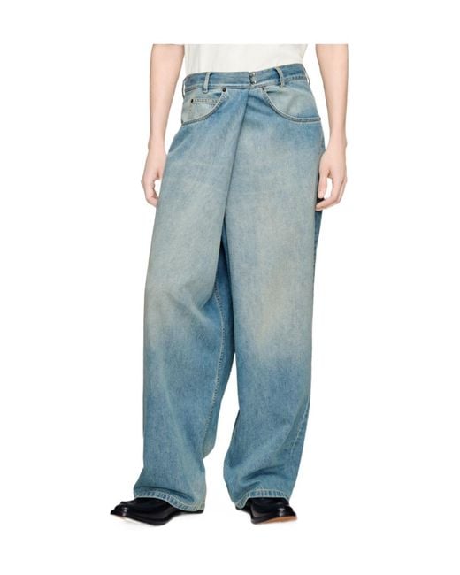 Maison Margiela Blue Wrap-Front Faded Jeans for men
