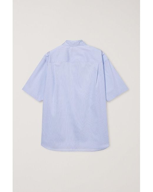 DUNST Blue Oversized Striped Short Sleeve Shirt for men