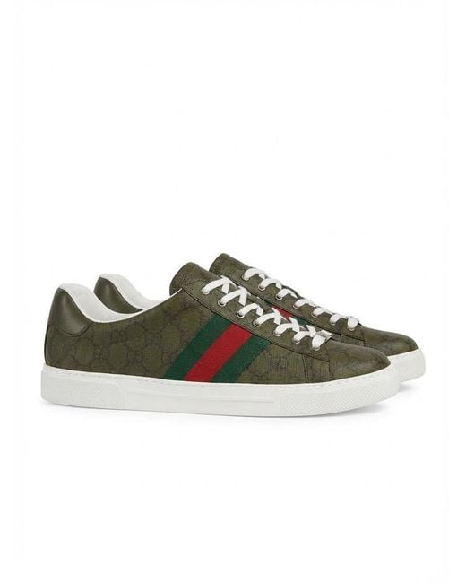 Gucci Green Ace Sneaker With Web for men