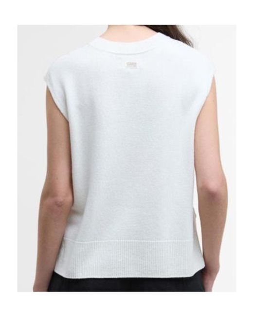 Barbour White Crew Neck Sweater