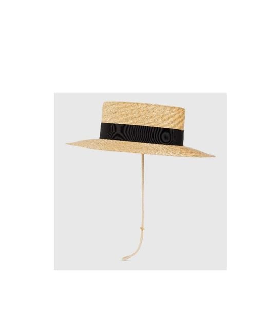 Gucci White Logo Ribbon Detailed Woven Hat