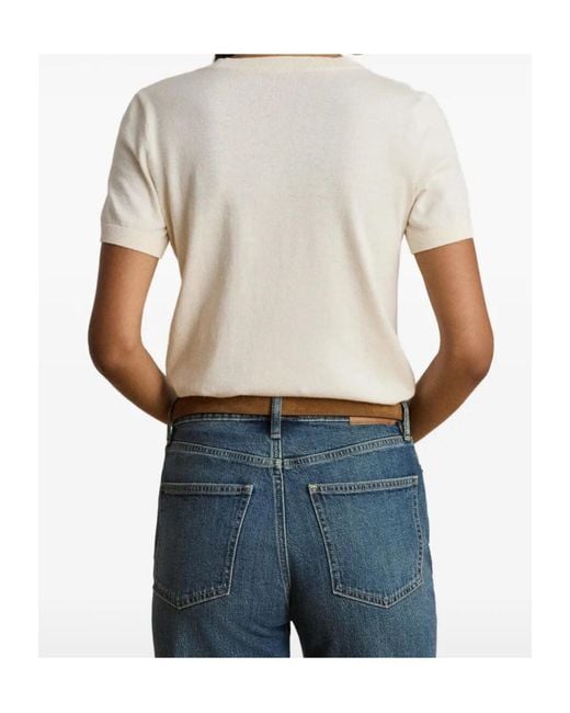 Ralph Lauren Natural Lauren Short-Sleeve Knitted Top
