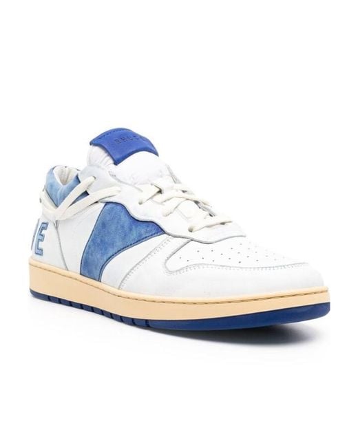 Rhude Blue Logo-Lettering Lace-Up Sneakers for men