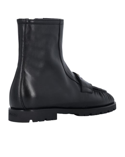 Pinko Black Love Birds Logo Plaque Booties