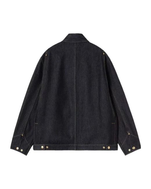 Carhartt Black Logo-Patch Snapped Denim Jacket