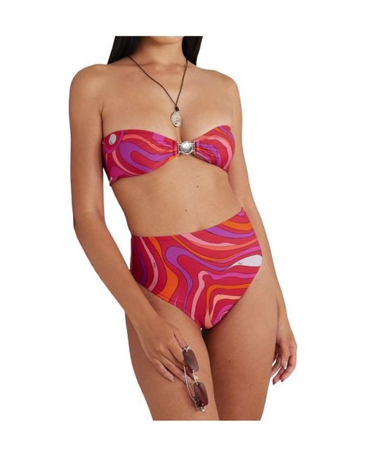 Emilio Pucci Red Printed Bandeau Bikini Top