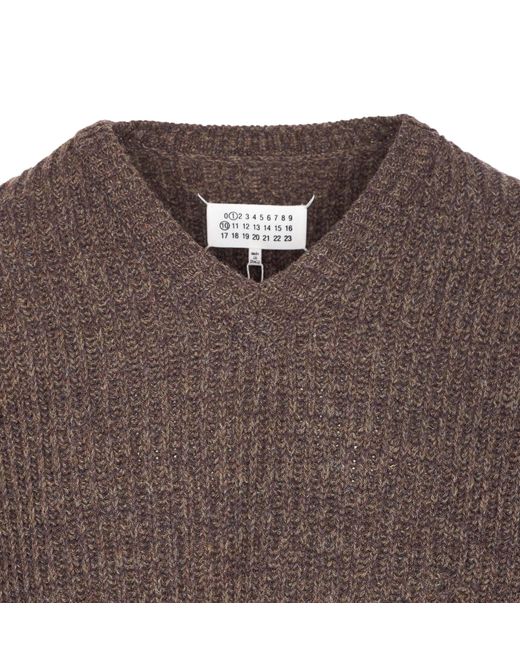 Maison Margiela Brown Four Stitch-Logo Sweater for men