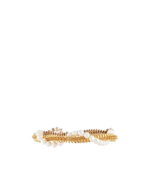 Magda Butrym Metallic Crystal And Faux Pearl Necklace