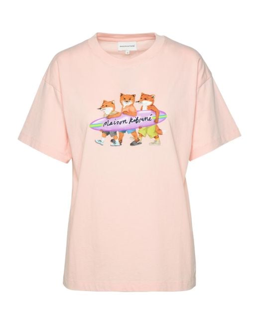 Maison Kitsuné Pink T-Shirt With Round Neck And Short Sleeves