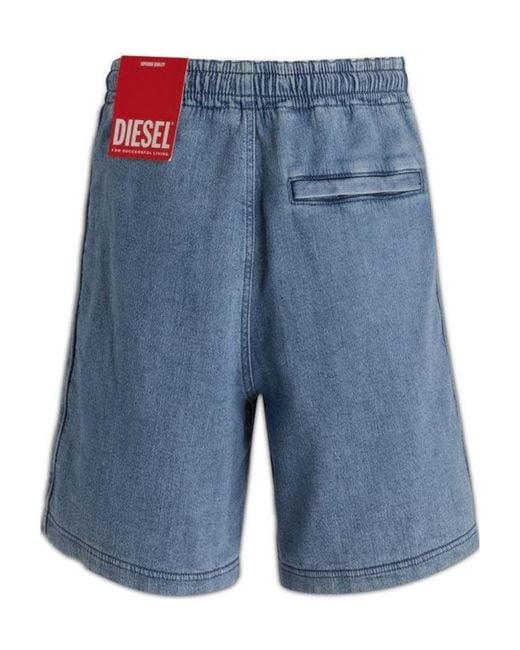 DIESEL Blue Logo-Patch Denim Shorts for men