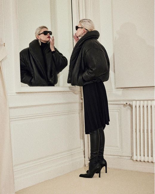 Saint Laurent Black Cassandre Puffer Jacket