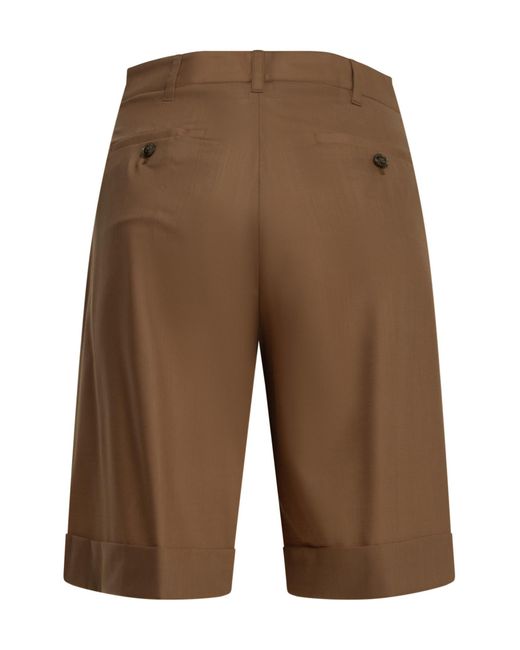 Herno Brown Pleated Bermuda Shorts