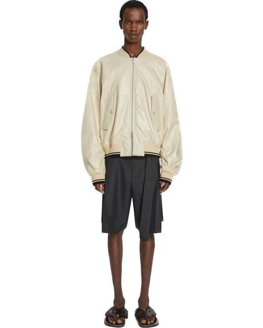 Dries Van Noten Natural Zip-Detailing Coated Bomber Jacket for men