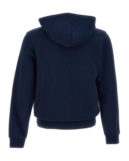 Lacoste Blue Logo Patch Zip-Up Drawstring Hoodie for men