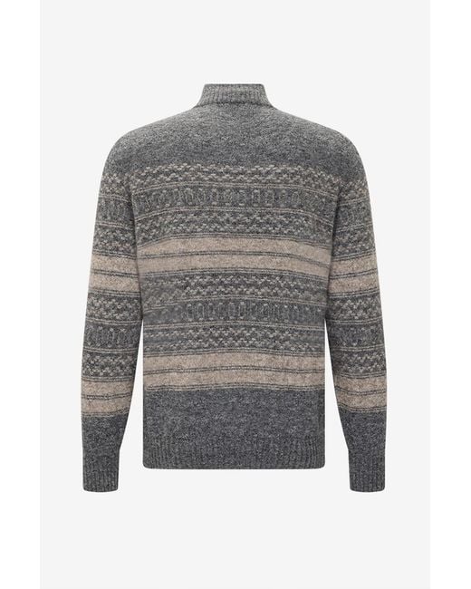 Brunello Cucinelli Gray High-Neck Long-Sleeved Knitwear for men