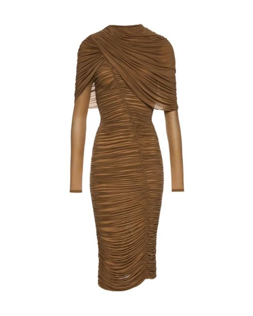 Magda Butrym Brown Draped Midi Dress