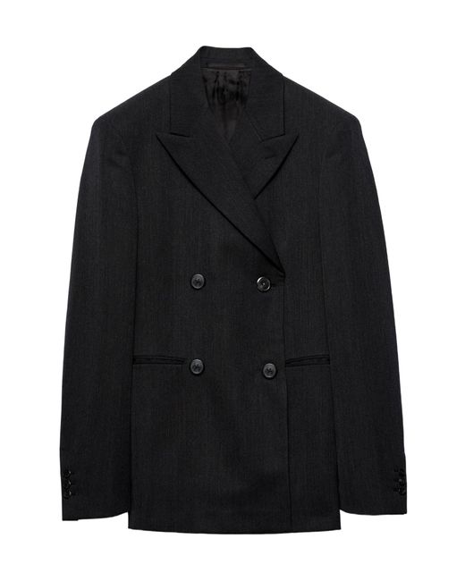 Prada Black Double-Breasted Gabardine Jacket