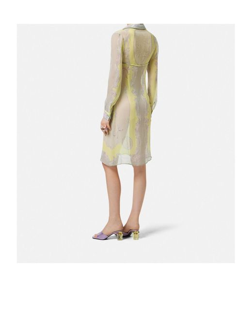 Versace White Medusa Cameo Printed Long-Sleeved Dress