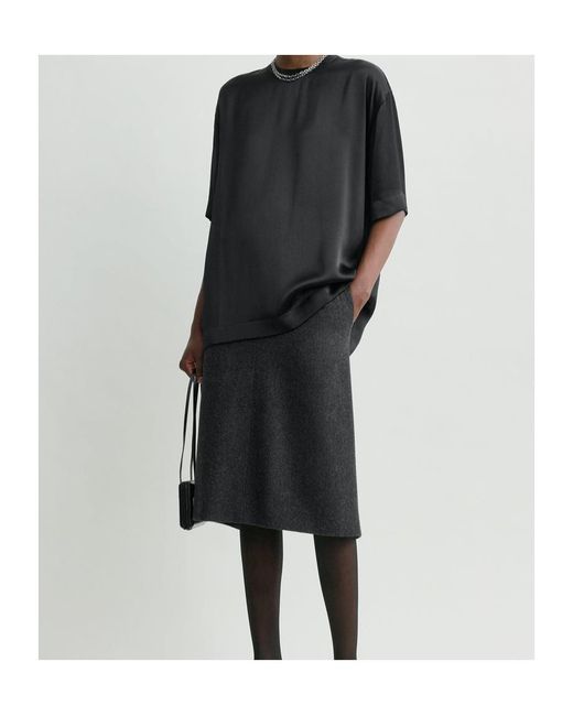 Totême  Black Slit Midi Skirt