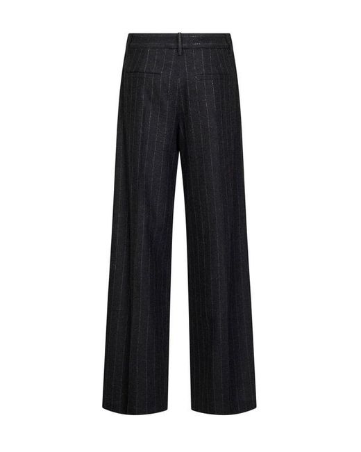 Brunello Cucinelli Black Pinstriped Straight-Leg Pants