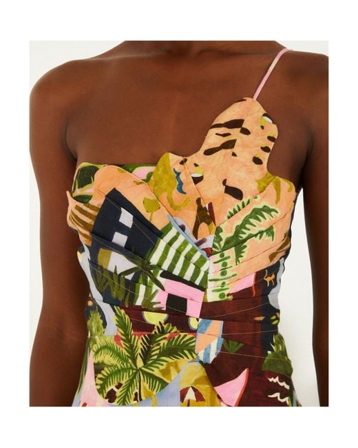 Farm Rio White Tropical Painting Dress