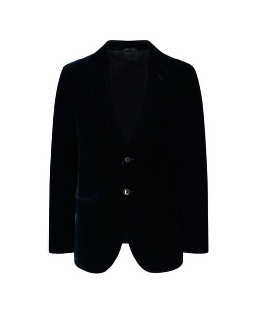 Giorgio Armani Black Single Breasted Velvet Jacket for men