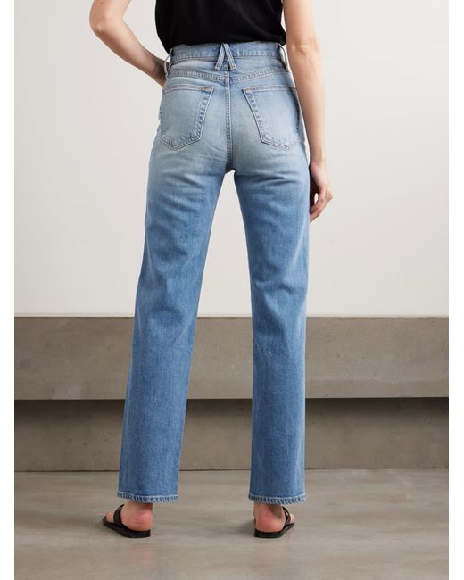 SLVRLAKE Denim Blue London High-Waisted Straight Leg Jeans