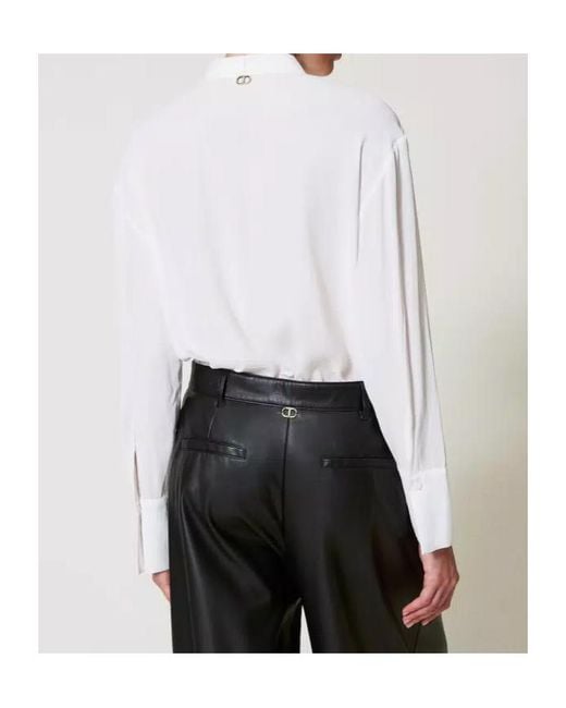 Twinset White Embroidery Georgette Shirt